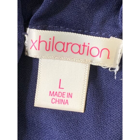 Xhilaration Strapless Floral Maxi Dress L Navy Chiffon Overlay RY10376 Island - Picture 4 of 7